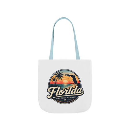 Florida Sunset Canvas Tote Bag — Retro Palm Beach Design