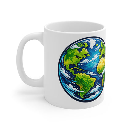 Earth Globe Ceramic Mug — Eco-Friendly World Map Coffee Cup (11oz & 15oz)