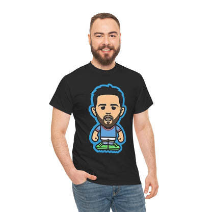 Bernardo Silva Manchester City Legend Graphic Tee — Player Cartoon Front & Tribute Poster Back
