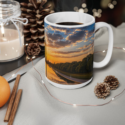 American Flag Washington Monument Sunrise Mug – Patriotic Ceramic Coffee Cup (11oz, 15oz)