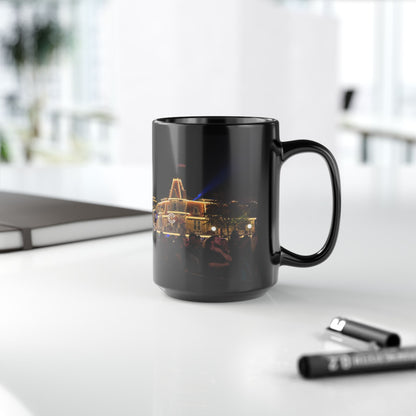 Magic Kingdom Nighttime Theme Park Lights Mug — Scenic Black Coffee Cup
