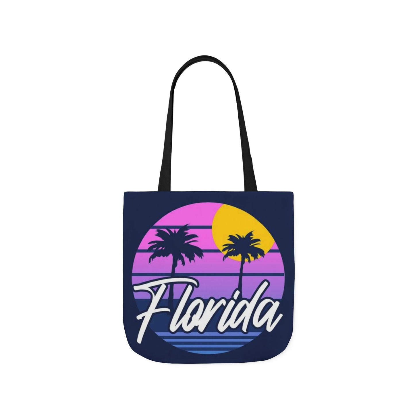 Florida Sunset Palm Tote Bag — Retro Beach Canvas Tote