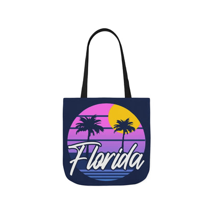 Florida Sunset Palm Tote Bag — Retro Beach Canvas Tote