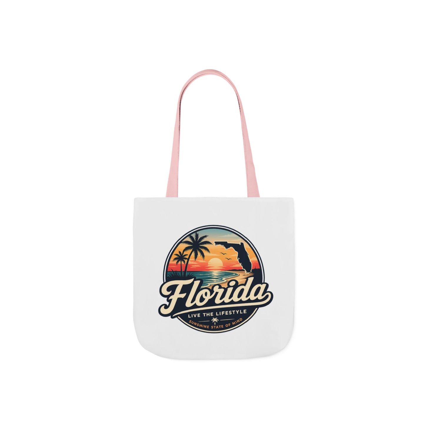 Florida Sunset Canvas Tote Bag — Retro Palm Beach Design