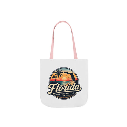 Florida Sunset Canvas Tote Bag — Retro Palm Beach Design