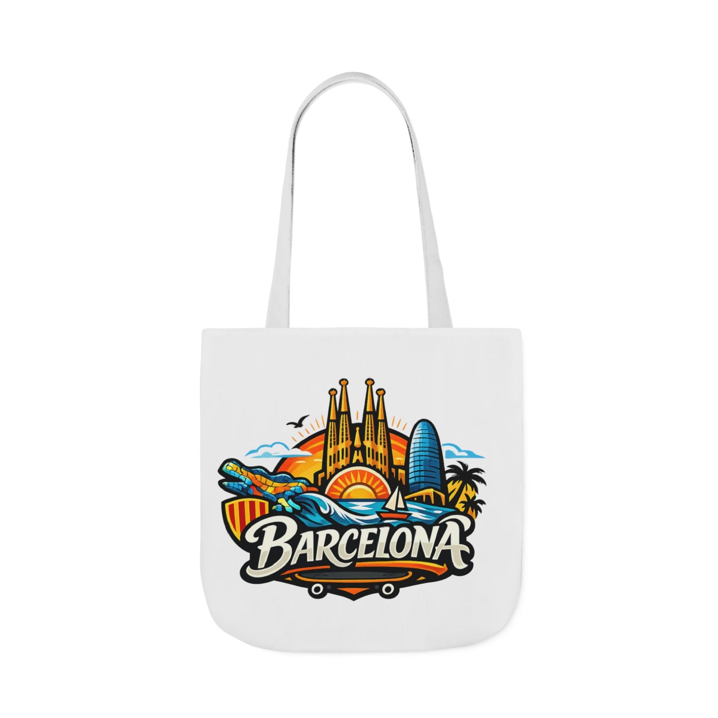 Barcelona Skyline Canvas Tote Bag — Colorful Travel Souvenir Tote