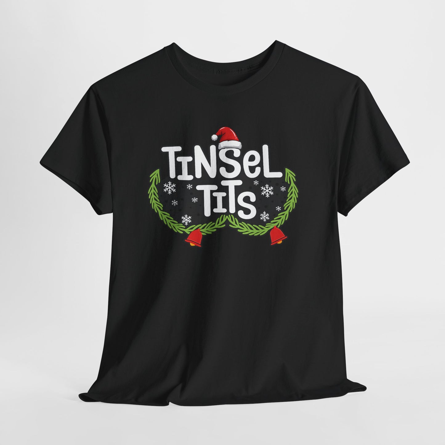 T-Shirt — "Tinsel Tits" Funny Christmas Wreath Holiday Tee