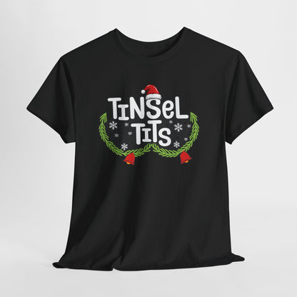 T-Shirt — "Tinsel Tits" Funny Christmas Wreath Holiday Tee