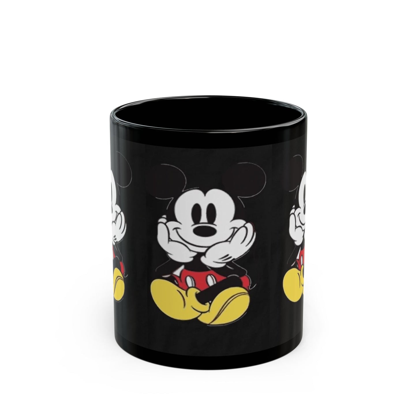 Black Character Mug - Classic Cartoon Mouse Sitting Design (11oz, 15oz)