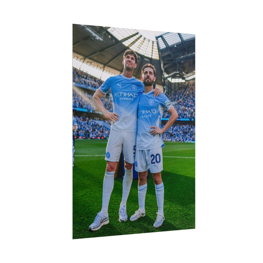John Stone & Bernardo Silva Soccer Stadium Player Poster — Team Celebration Rolled Poster