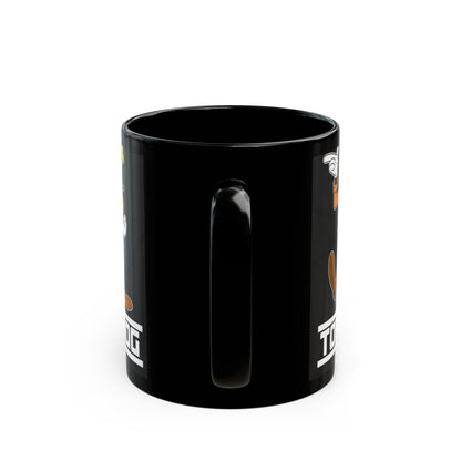 Top Dog Goofy Black Ceramic Mug — Retro Cartoon Character Coffee Cup (11oz & 15oz)