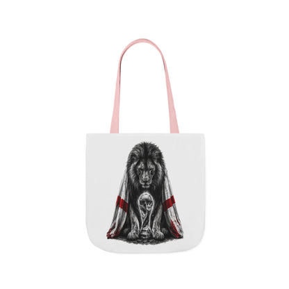 England Lion Guardian Canvas Tote — Protective Lion & Cub Illustration Tote Bag
