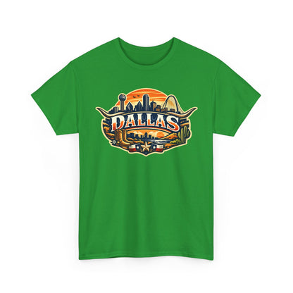Dallas Skyline Retro Tee — Vintage Cityscape T‑Shirt with 'Dallas' Graphic
