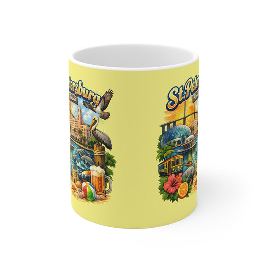 St. Petersburg Florida Retro Tourist Ceramic Coffee Mug — 11oz & 15oz