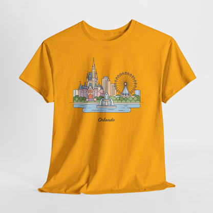 Orlando Skyline T-Shirt — Cute Cityscape Graphic Tee with 'Orlando' Text