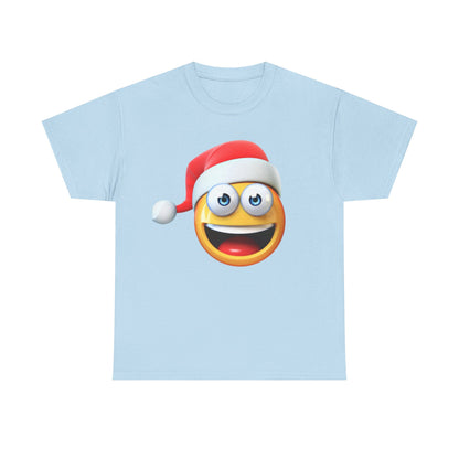 Christmas Emoji T-Shirt — Santa Hat Smiley Holiday Tee