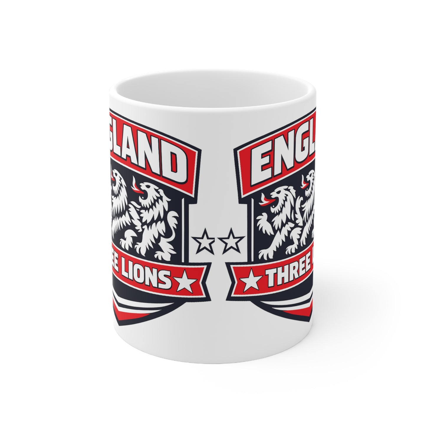 England Three Lions Ceramic Coffee Mug — 11oz & 15oz Football Fan Mug