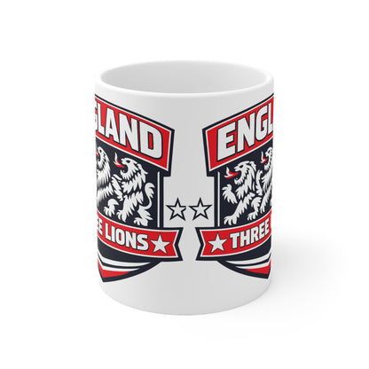 England Three Lions Ceramic Coffee Mug — 11oz & 15oz Football Fan Mug