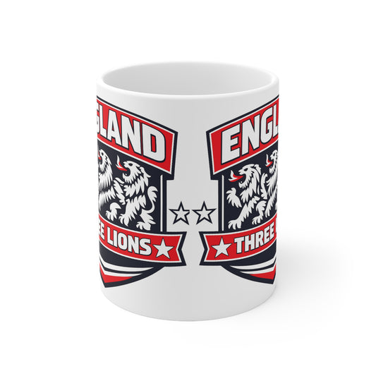 England Three Lions Ceramic Coffee Mug — 11oz & 15oz Football Fan Mug