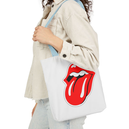 Rock & Roll Tongue Canvas Tote Bag — Retro Lip Graphic