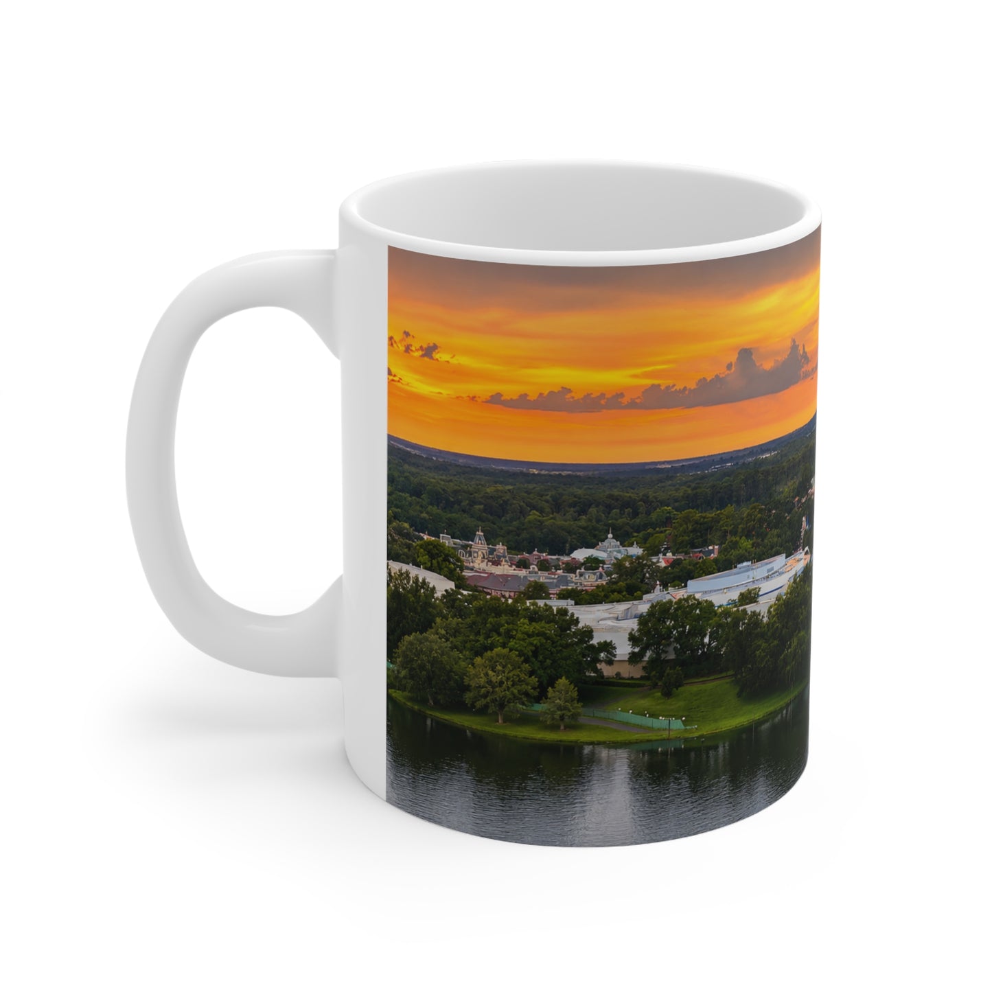 Magic Kingdom Castle Sunset Coffee Mug — Scenic Theme Park Skyline Ceramic Mug (11oz & 15oz)