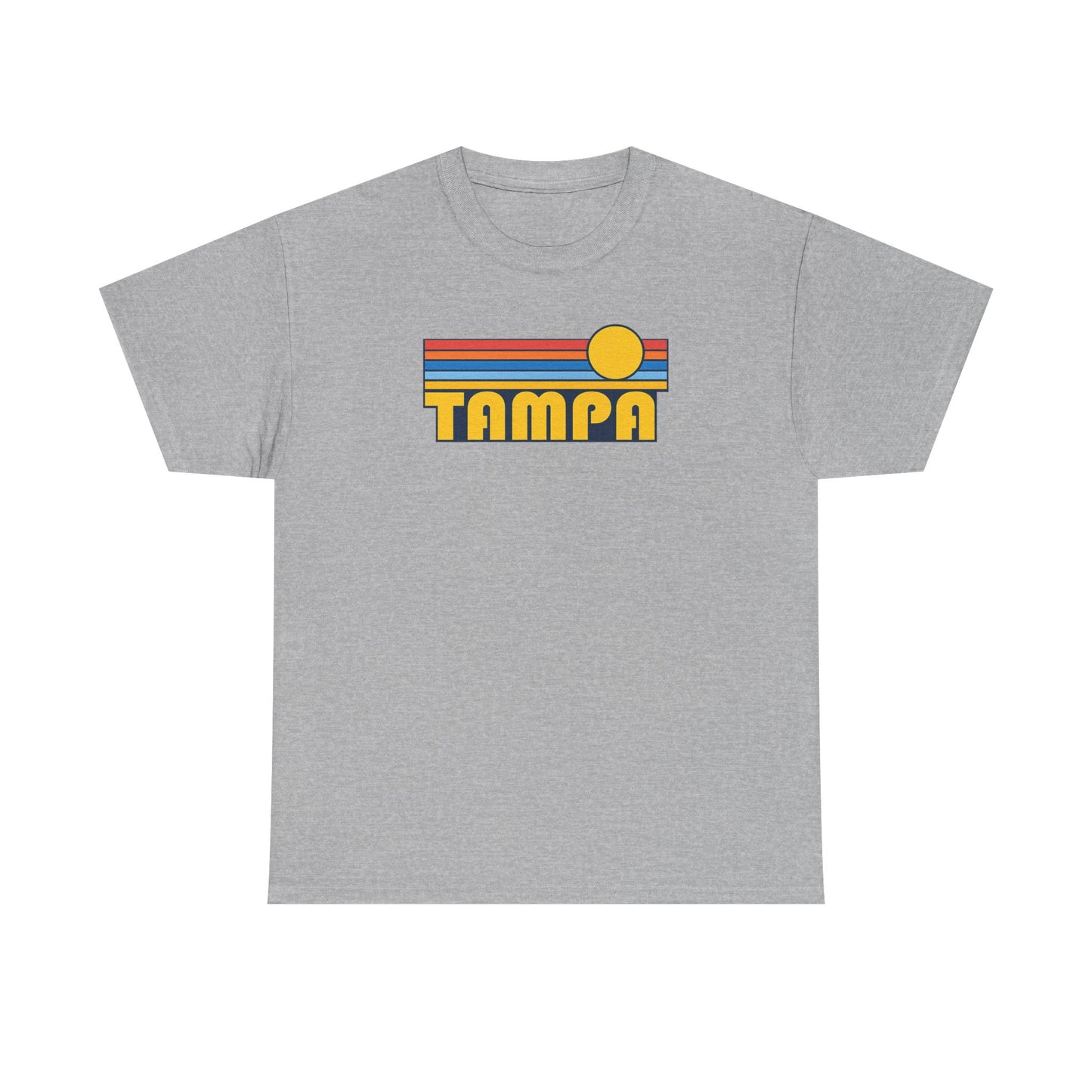 Tampa Retro Sunset T-Shirt — Vintage 70s Striped Beach Tee