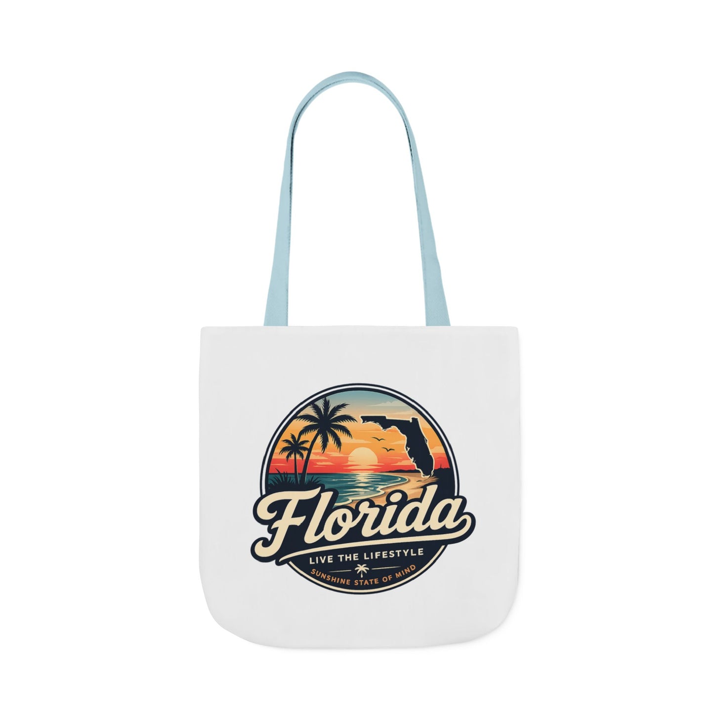 Florida Sunset Canvas Tote Bag — Retro Palm Beach Design