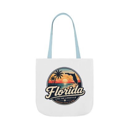Florida Sunset Canvas Tote Bag — Retro Palm Beach Design
