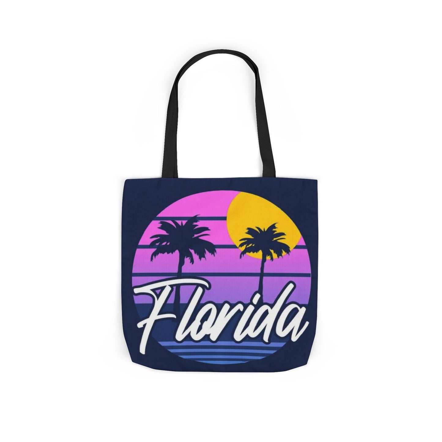 Florida Sunset Palm Tote Bag — Retro Beach Canvas Tote