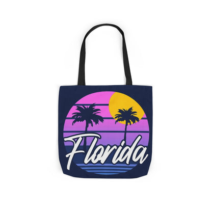 Florida Sunset Palm Tote Bag — Retro Beach Canvas Tote