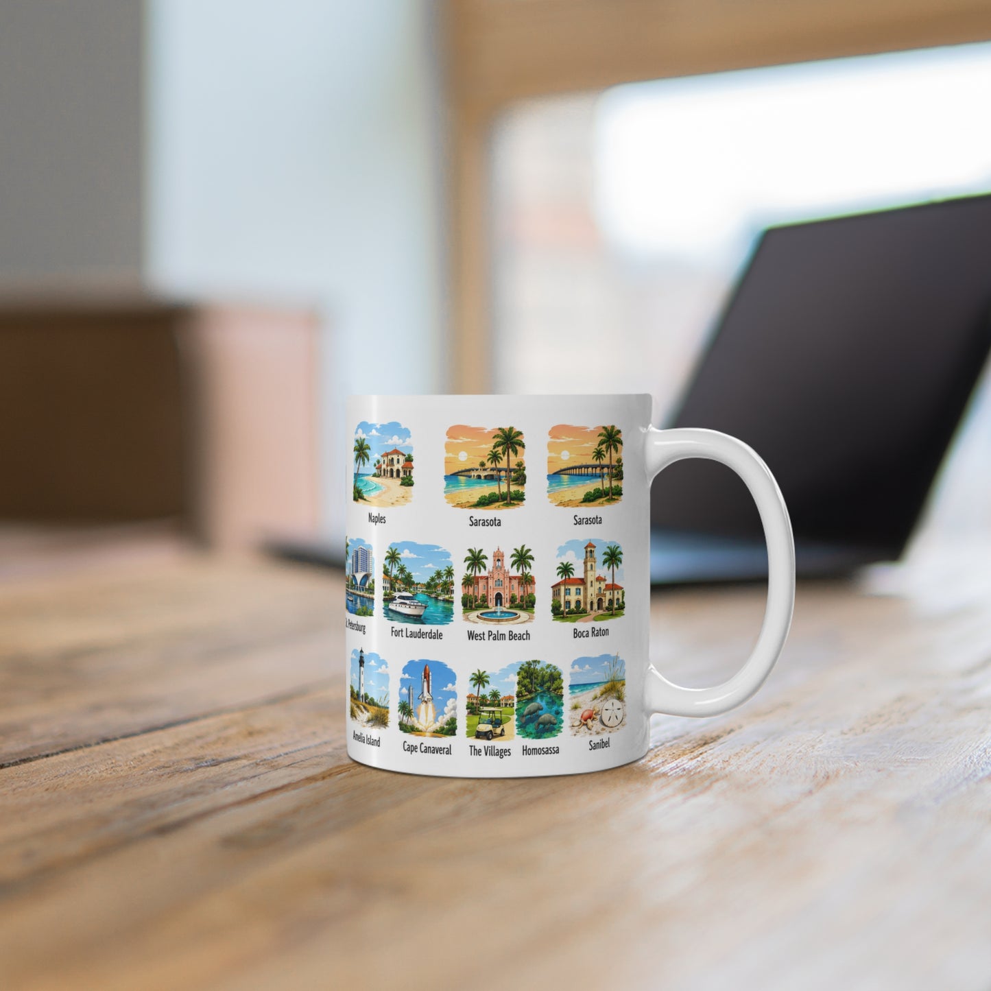 Florida Cities Scenic Ceramic Coffee Mug – 11oz & 15oz Travel Souvenir Cup