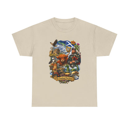 Scotland Collage T-Shirt — "No Scotland No Party" Scottish Heritage Tee