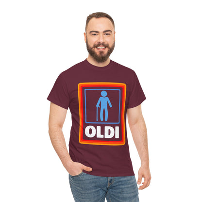 Oldi Retro Logo Tee — Funny Elderly Humour T-Shirt