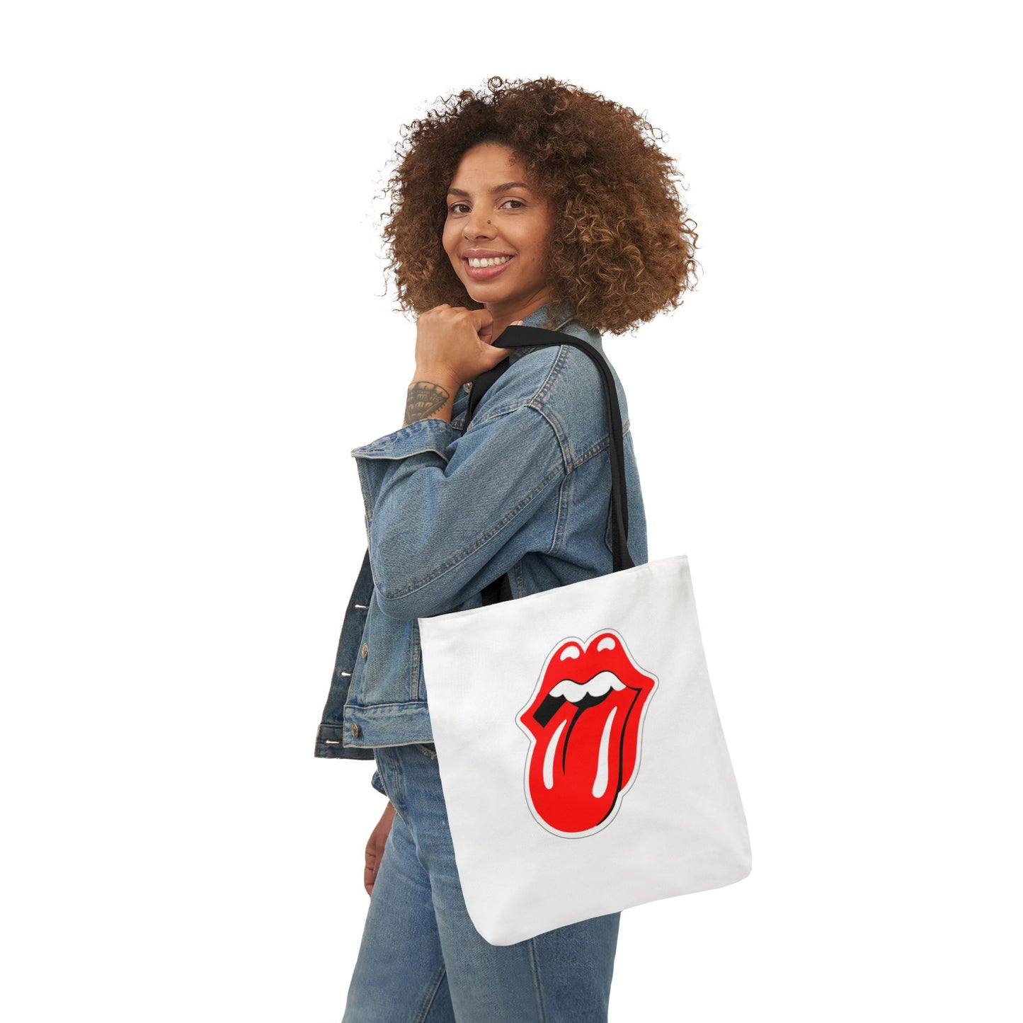 Rock & Roll Tongue Canvas Tote Bag — Retro Lip Graphic