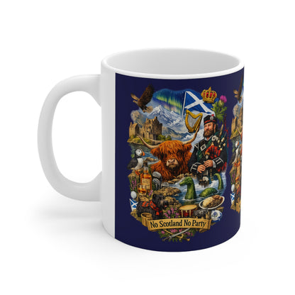 Scotland Mug – "No Scotland No Party" Ceramic Coffee Cup (11oz & 15oz)