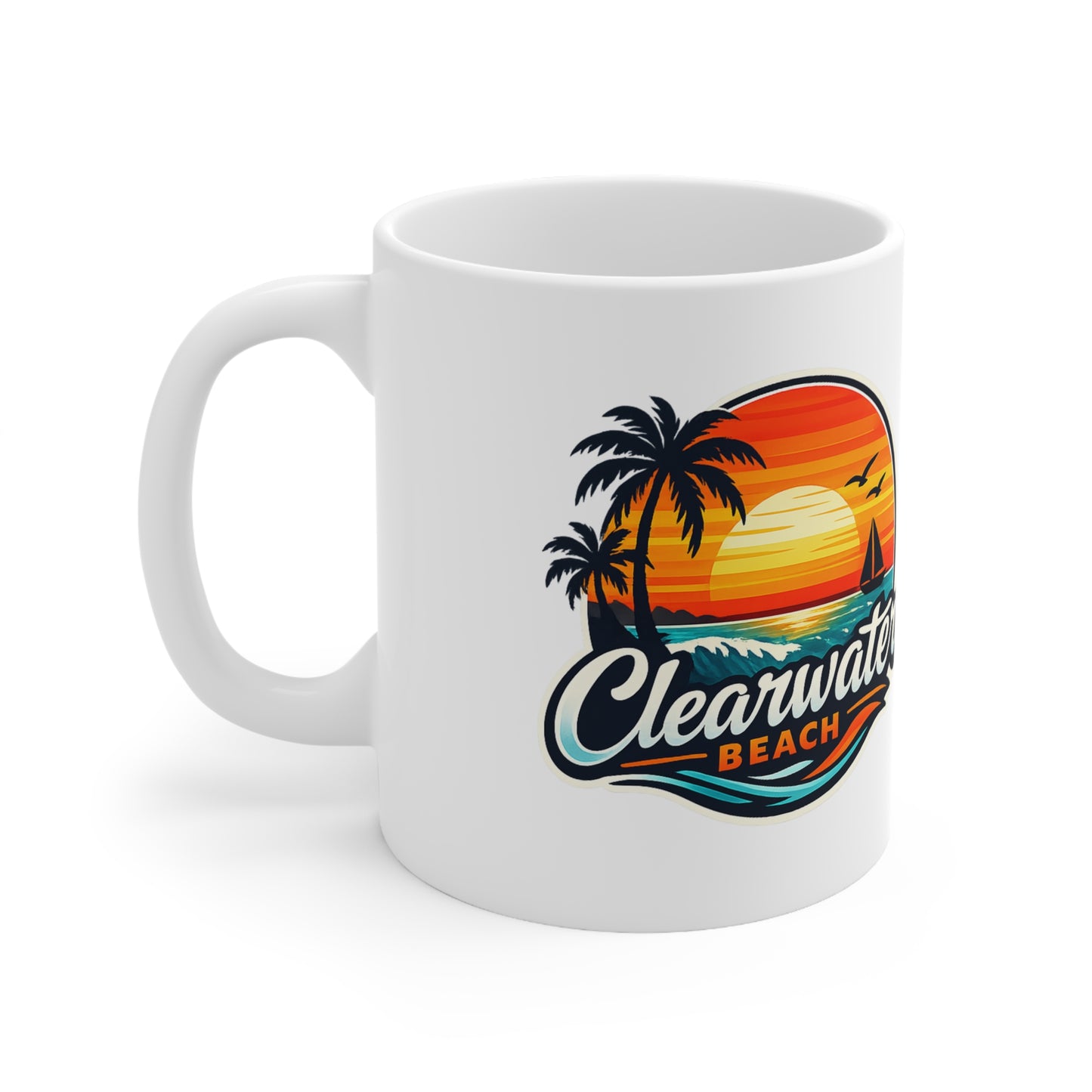 Clearwater Beach Ceramic Coffee Cups, 11oz, 15oz