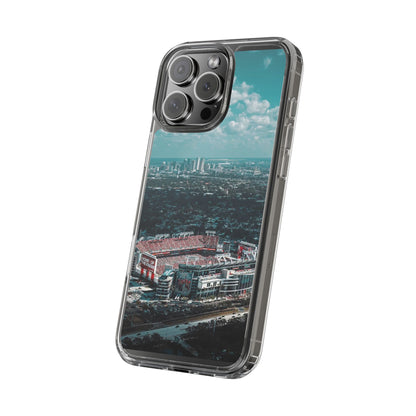 Tampa Bay Raymond James Stadium Clear Phone Case — Aerial City Stadium Design