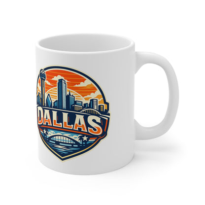 Dallas Skyline Ceramic Coffee Mug — Retro Cityscape 11oz & 15oz