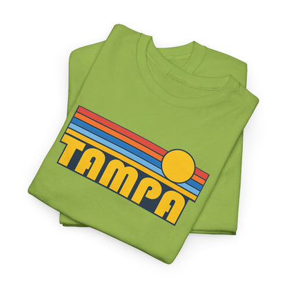 Tampa Retro Sunset T-Shirt — Vintage 70s Striped Beach Tee