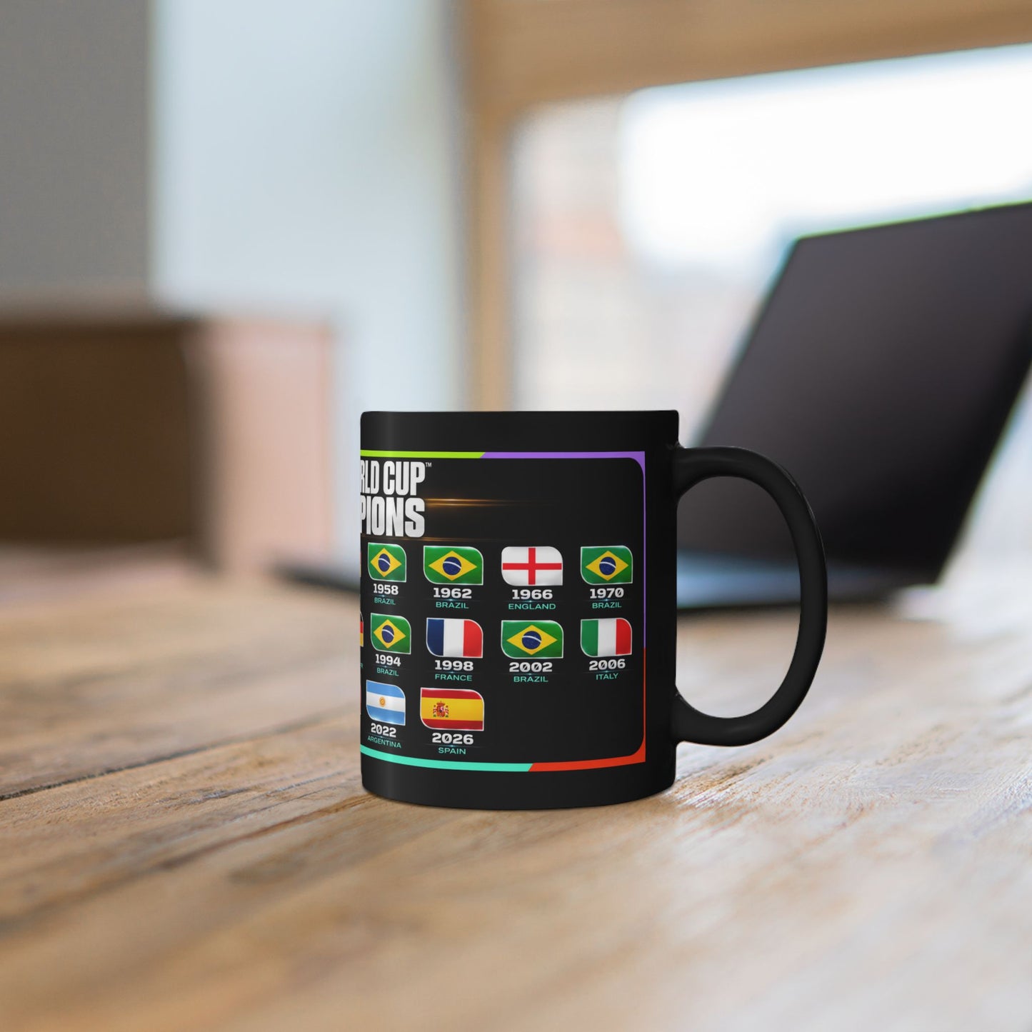 FIFA World Cup Champions Black Mug – All Winning Nations Timeline (11oz/15oz)