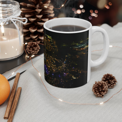 Epic Universe Nightscape Ceramic Coffee Mug — Neon Skyline 11oz & 15oz