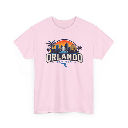 Orlando Florida Sunset T-Shirt — Retro Skyline & Palm Tree Vacation Tee