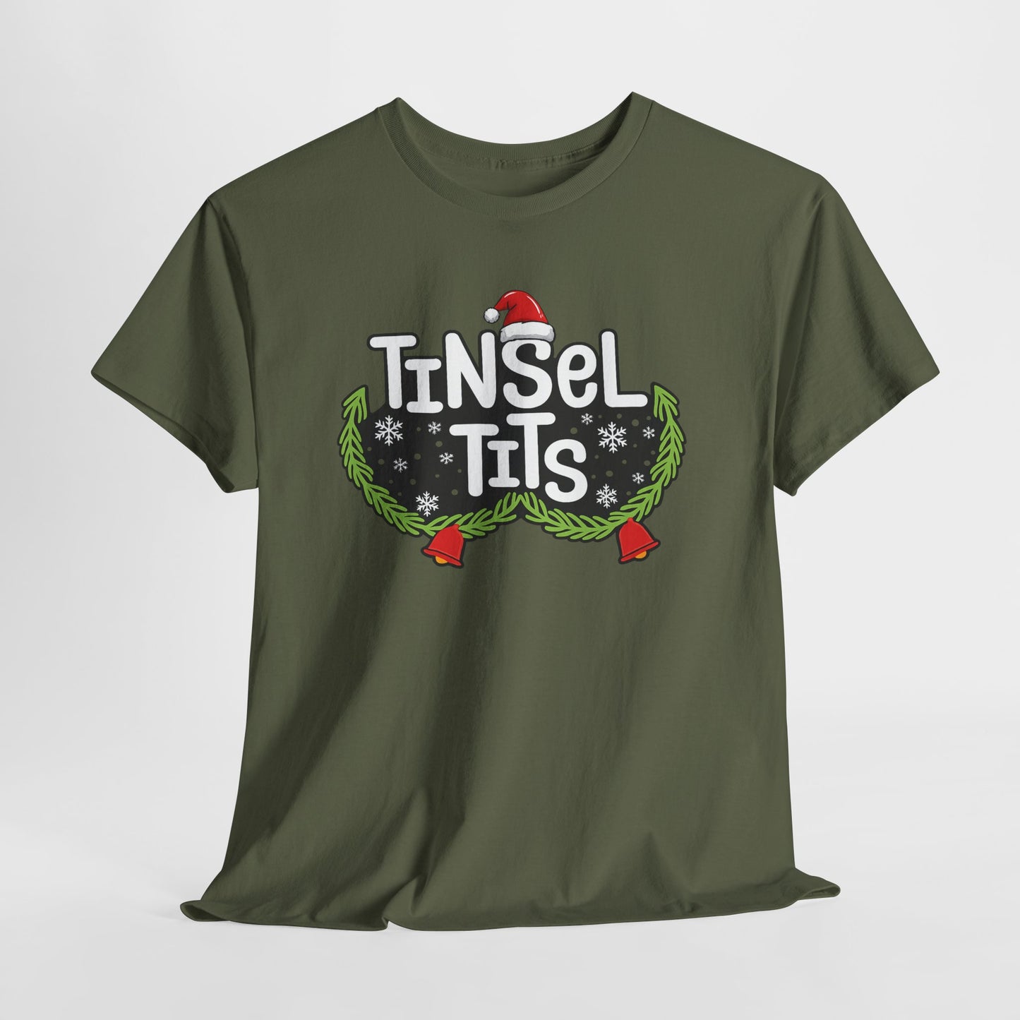 T-Shirt — "Tinsel Tits" Funny Christmas Wreath Holiday Tee