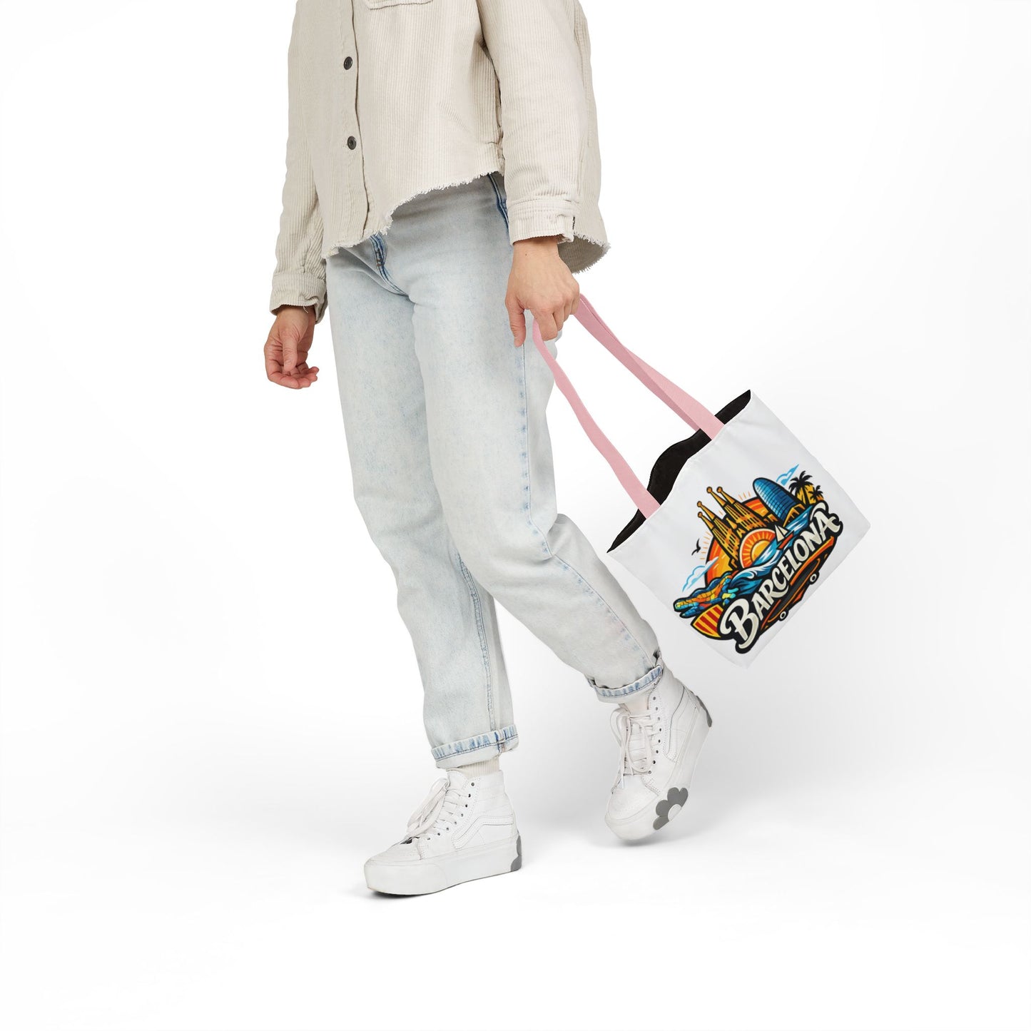 Barcelona Skyline Canvas Tote Bag — Colorful Travel Souvenir Tote