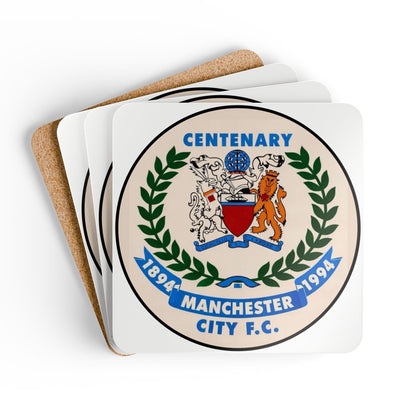 Manchester City FC Centenary Cork Coaster Set — 1894–1994 Football Crest Coasters
