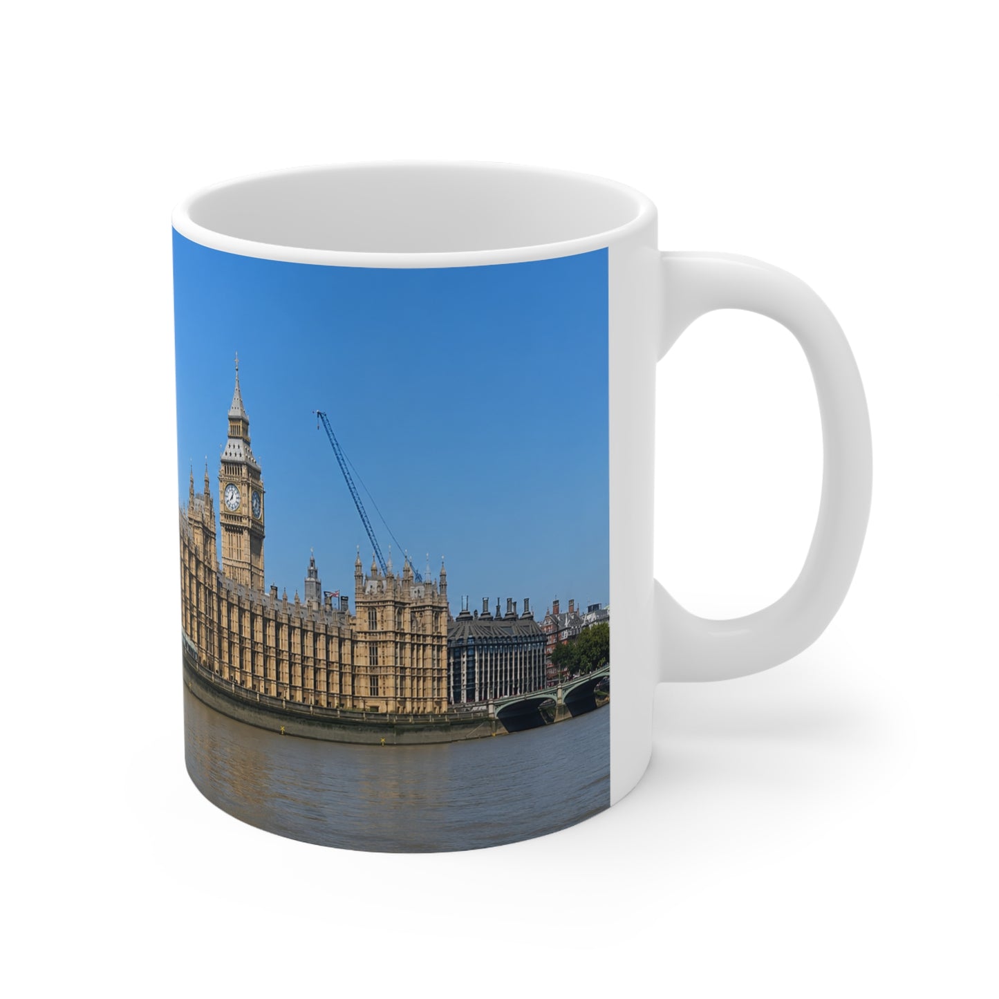 London Houses of Parliament Photo Mug — Big Ben & Thames Scenic Ceramic Coffee Cup (11oz/15oz)