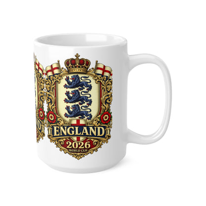 England 2026 World Cup Ceramic Mug — Vintage Three Lions Coffee Cup (11oz & 15oz)