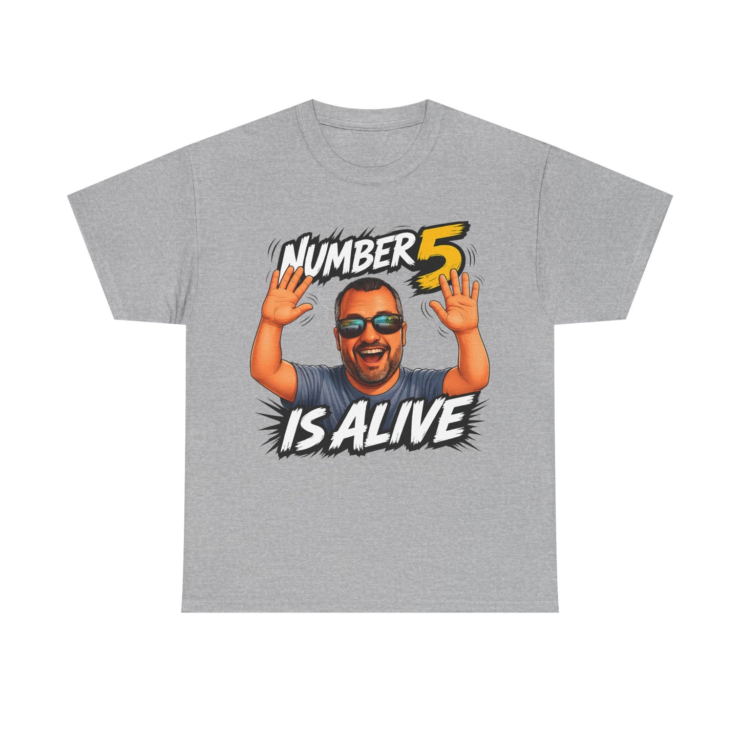 Number 5 Is Alive Graphic Tee — Funny Meme Face T‑Shirt