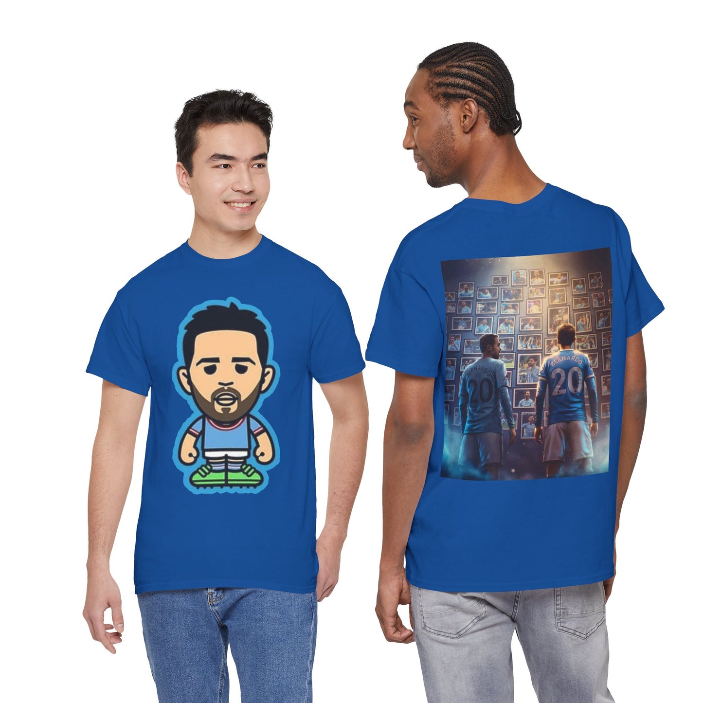 Bernardo Silva Manchester City Legend Graphic Tee — Player Cartoon Front & Tribute Poster Back