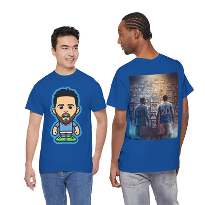 Bernardo Silva Manchester City Legend Graphic Tee — Player Cartoon Front & Tribute Poster Back